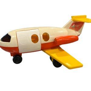 Vintage 1980 Fisher Price Little People Jet Airplane #2502 Yellow & Orange